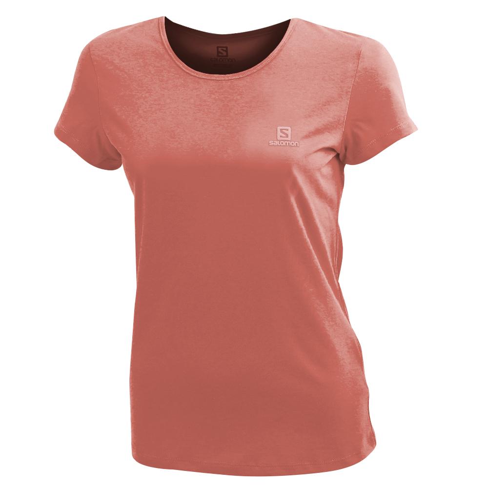 Salomon Israel LOGO SS W - Womens T shirts - Coral (XUNJ-07416)